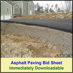 Asphalt Driveway Bid Sheet