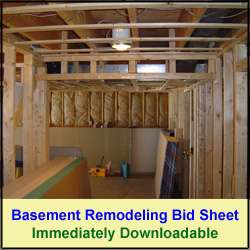 Basement Remodeling Bid Sheet