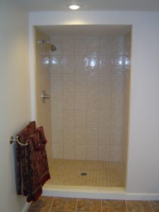 Ceramic tile shower and shower floor