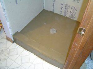Here is cement backerboard installed in a custom tiled shower area.